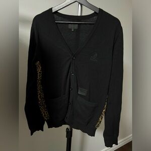 Musium Div. V-neck Leopard Print Black Pocket Cardigan